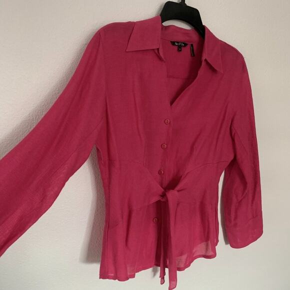 Nic + Zoe Pink Silk Linen Button Up Shirt - Picture 3 of 9